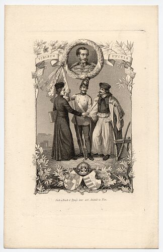 Kupferstich "viribus unitis" "Kaiser Franz Josef"
