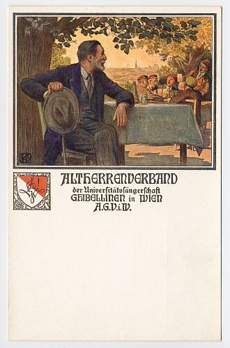 Postkarte  Ghibellinen Studentenverbindung