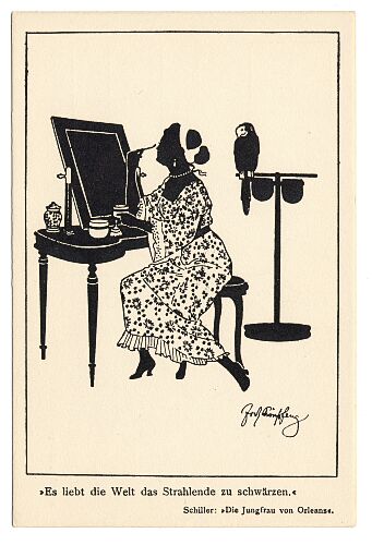 Postkarte Silhouette Sch�npflug Papagei